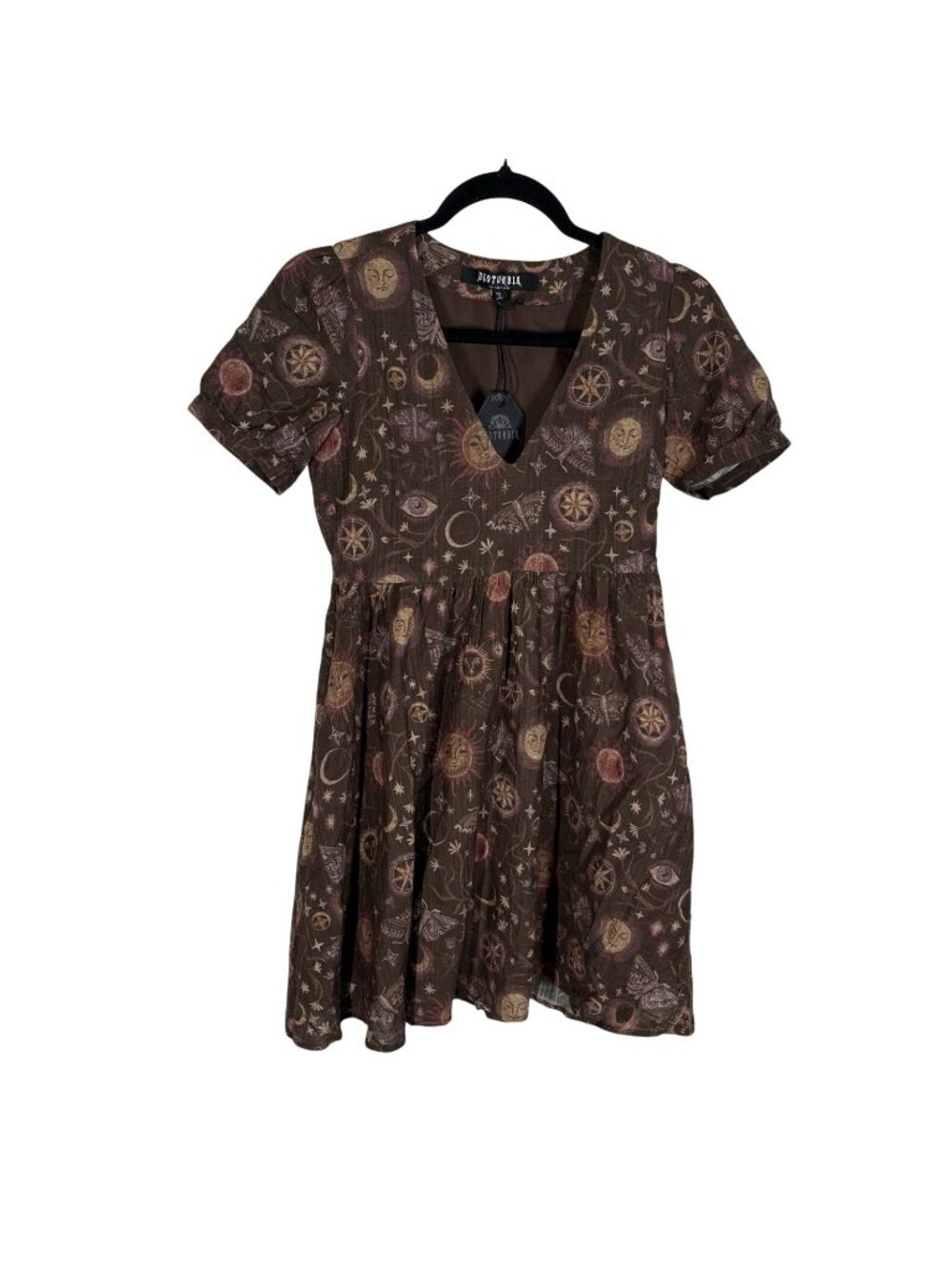 Disturbia Brown Celestial Print Mini Dress - Picture 4 of 16